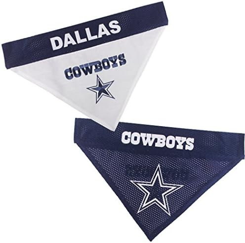 Pets First NFL DOG BANDANA - DALLAS COWBOYS REVERSIBLE PET BANDANA. 2 Sided Sports Bandana with a PREMIUM Embroidery TEAM LOGO, Large/X-Large. - 2 Sizes & 32 NFL Teams available, DAL-3217-L-XL by PETSFIRST