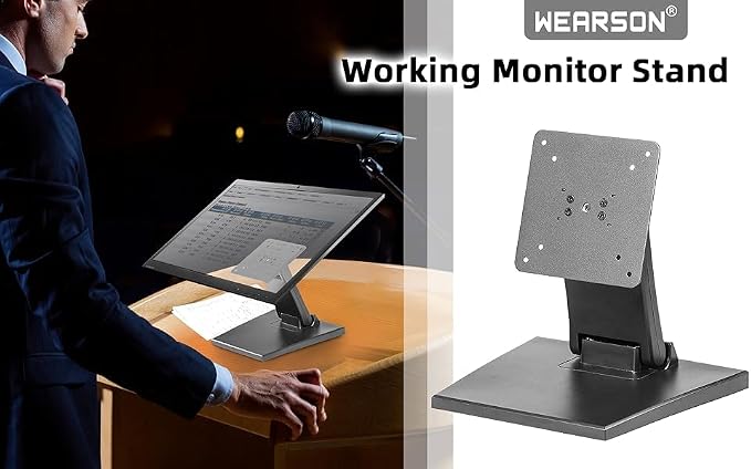 WEARSON Adjustable LCD TV Stand Folding Metal Monitor Desk Stand with VESA Hole 75x75mm&100x100mm (WS-03A2) - Image 5