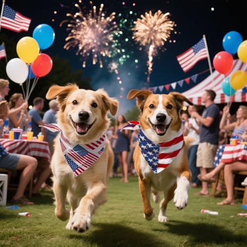 American Flag Dog Bandanas 2PCS-Small,4th of July Pet Scarf,Triangle Dual-Layer Design Patriotic Costume for Memorial Day & Independence Day,Red White & Blue Outfit for Boys and Girls Dogs - Image 6