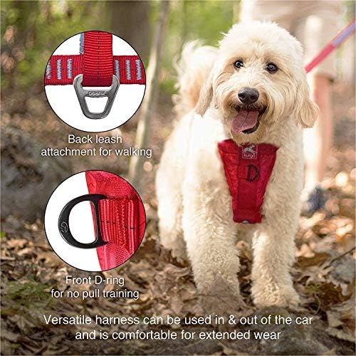 Kurgo Enhanced Strength Tru-Fit Dog Car Harness - Crash Tested for Safety - Broad Chest Plate - All Steel Nested Buckles - Includes Seatbelt Tether - Red - Medium - Image 3