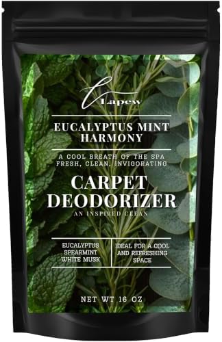 Lapew Eucalyptus Mint Carpet Deodorizer Powder - Pet Safe Freshener for Vacuuming | Scented Odor Eliminator for Home | 16 oz by Lapew