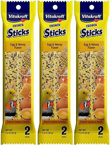 Vitakraft 3 Pack of Finch and Canary Crunch Stick Bird Treats, 2 Sticks Each, Egg and Honey Flavor by Vitakraft