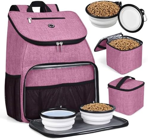 BAGLHER丨Dog Travel Bag, Airline Approved Pet Supplies Backpack, Dog Travel Backpack with 2 Silicone Collapsible Bowls and 2 Food Baskets by BAGLHER