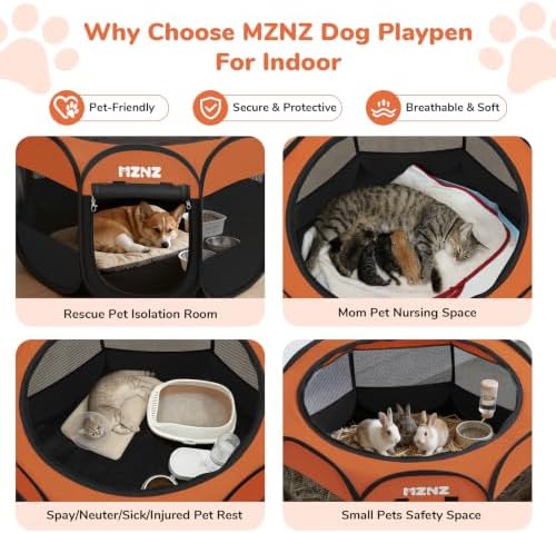 Dog Cat Small Animal Puppy Playpen Crate, Medium, Orange - Image 3