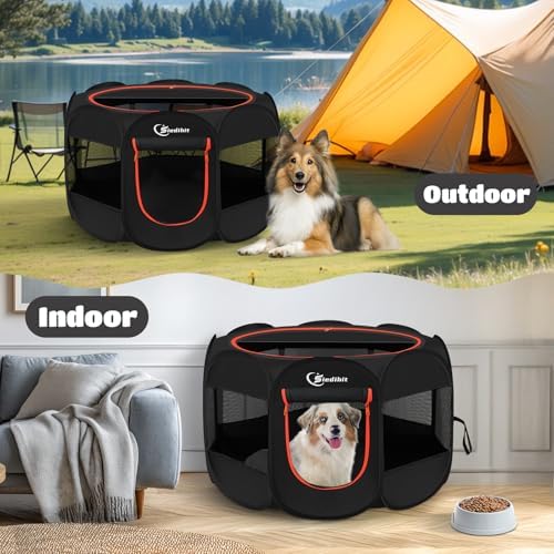 Siedihit Dog Playpen, Large Puppy Crate Tent Cage Indoor Outdoor,Black - Image 5