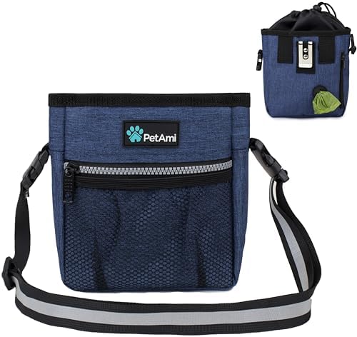 PetAmi Hands Free Dog Treat Pouch for Training and Walking, Navy by PetAmi