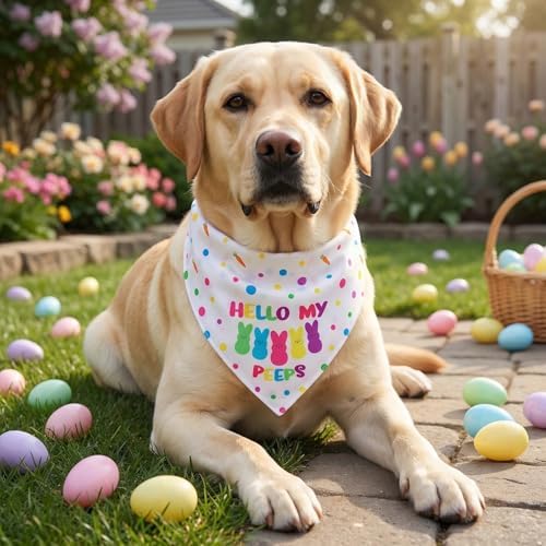 Easter Dog Bandanas 2PCS-XLarge,Adjustable Holiday Party Pets Rabbit Easter Egg Outfits,Triangle Reversible Pet Scarf for Boys and Girls,Dog Costume Gifts for Extra Large Dogs - Image 7