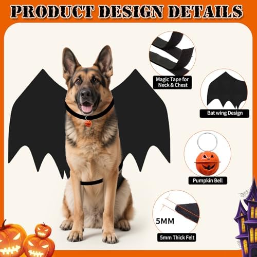 Dog Halloween Costumes for Large Dogs, Dog Bat Wings with Pumpkin Bell Pet Halloween Cosplay Party Dress Up (X-Large) - Image 4