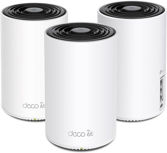 TP-Link Deco XE75 AXE5400 Tri-Band WiFi 6E System - Wi-Fi up to 7200 Sq.Ft, Engadget Rated Best for Most People, Replaces WiFi Router and Extender, AI-Driven New 6GHz Band, 3-Pack by TP-Link