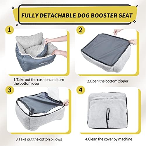 BurgeonNest Dog Car Seat for Small Dogs & Cats Under 25 lbs, Grey - Image 3