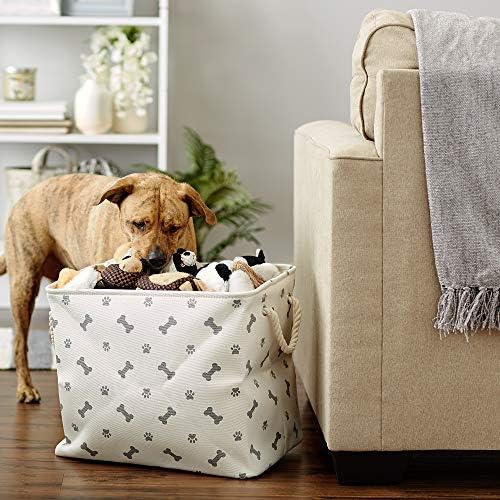 Bone Dry Dog Toy Basket, Rectangle Gray Large, Collapsible - Image 5