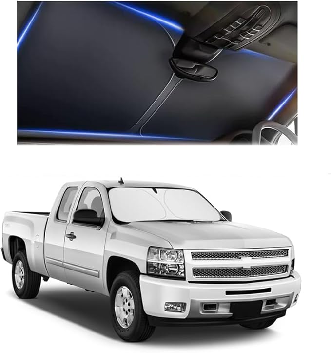 300T Thickened Sunshade for Car Windshield,Windshield Sun Shade for Blocking 99% Sunlight & Heat,Summer Cars Essentials Sun Cover for Car Windshields Fits Small Truck,SUV (XL: 63x33 inch) by Aokdom