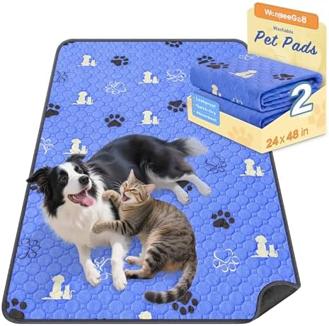 WanpeeGoo Washable Pee Pads for Dogs, Waterproof, 24 x 48 in, 2 Pack, Blue by WanpeeGoo