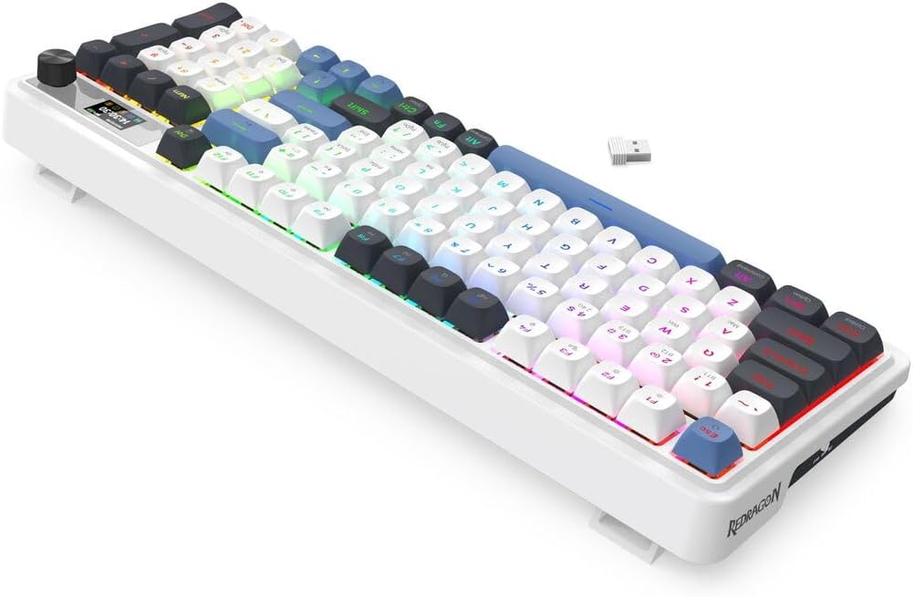 Redragon K719 PRO Wireless 95-Key Gasket Gaming Keyboard, TFT Screen & Knob | Easy-Control LED Info Display, 0-Delay Tri-Mode, Cushioned 5-Layer Noise Dampening for Creamy Thocky Sound, Practical 95 keys - Image 4