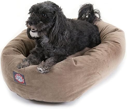 Majestic Pet Suede Calming Dog Bed, 24 Inch Small, Round, Washable, Stone by MajesticPet