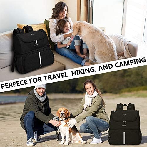 BAGLHER Pet Travel Bag, Double-Layer Pet Supplies Backpack (for All Pet Travel Supplies), Pet Travel Backpack with 2 Silicone Collapsible Bowls and 2 Food Baskets Black - Image 5