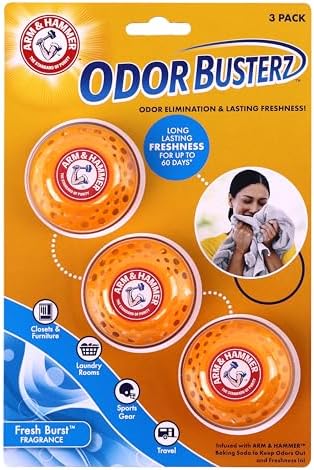 Arm & Hammer OdorBusterz® Odor Eliminator Balls, Fresh Burst, 3 Count – Baking Soda Odor Control for Closets, Drawers, Hampers & Small Spaces by ARMHAMMER