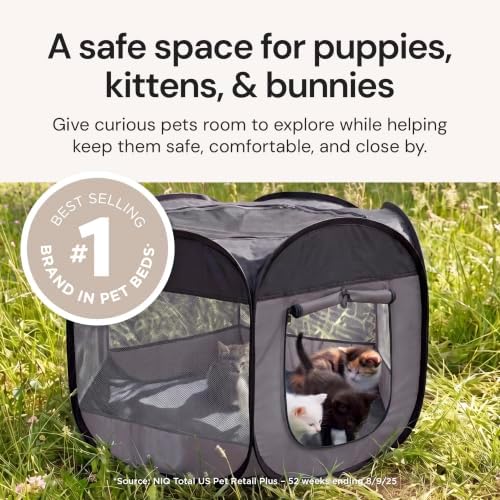FurHaven Soft-Sided Dog & Cat Playpen, Portable Foldable Indoor & Outdoor Pet Playpen with Mesh Windows & Zippered Door, Gray, Small - Image 2