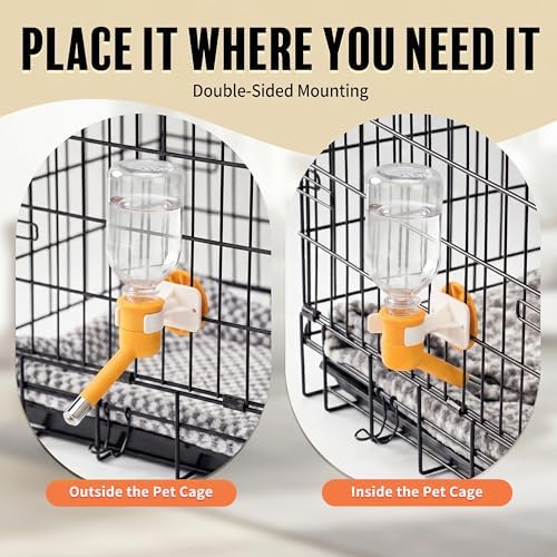 Choco Nose Patented No-Drip Dog Water Bottle/Feeder for Dogs/Cats and Other Small-Medium Sized Animals - for Cages, Crates or Wall Mount. 10.2 Oz. Mess Free Leak-Proof Nozzle 16mm, Orange (C590) - Image 7
