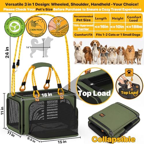 PAWZIDEA Expandable Pet Carrier for Small Cats & Dogs, TSA Airline Approved - Image 2
