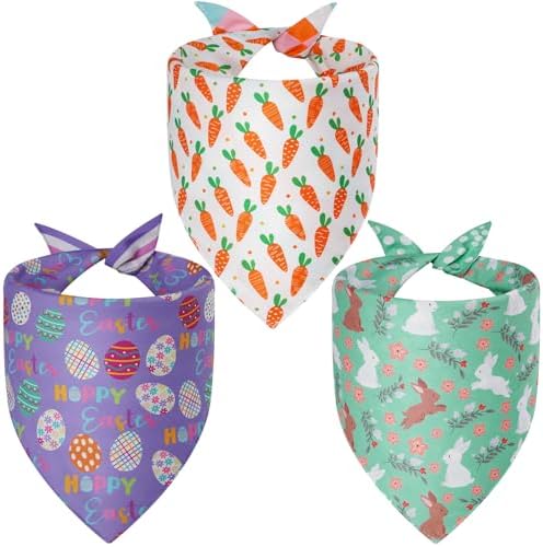 Easter Dog Bandanas Large 3PCS, 6 Pattern Scarf for Boy and Girl by Unknown