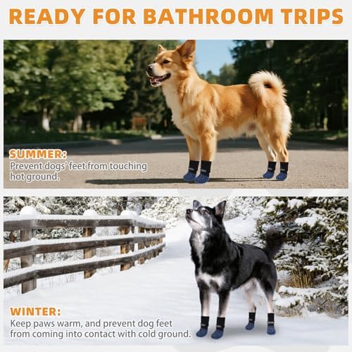 KOOLTAIL Anti Slip Dog Socks to Prevent Licking Paws,Dog Shoes for Hot Pavement, Reflective Traction Control Booties, Dogs Boots & Paw Protector for Hardwood Floors Small Medium Large Senior Dogs - Image 2