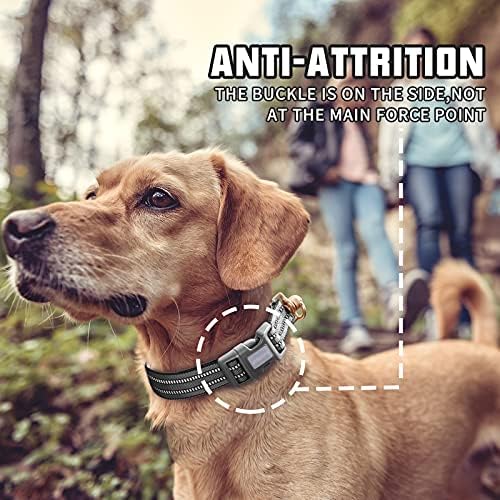 Auroth Dog Collar for Medium Large Dogs, Reflective Dog Collar, Soft Nylon Adjustable Dog Collars with Heavy Duty Metal D Ring Tangle Free (Large:15.7"-27.1", Grey) - Image 5