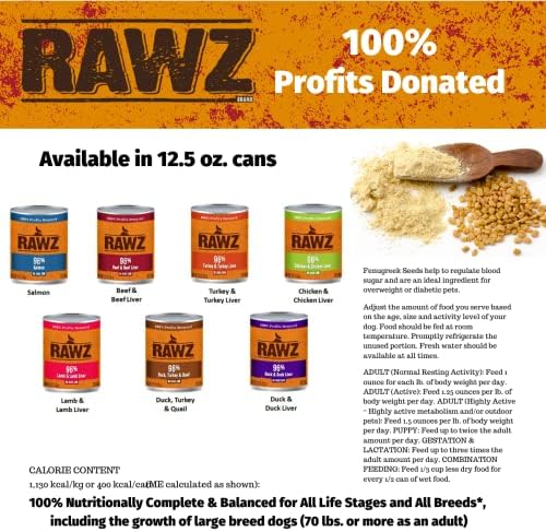Rawz 96% Meat Canned Wet Food for Dogs 12 Pack/ 12.5 oz. Cans (Chicken/Chicken Liver) - Image 6