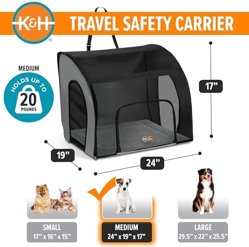 K&H Dog Car Seat, Travel Safety Carrier for Pets, Medium, Gray/Black - Image 2