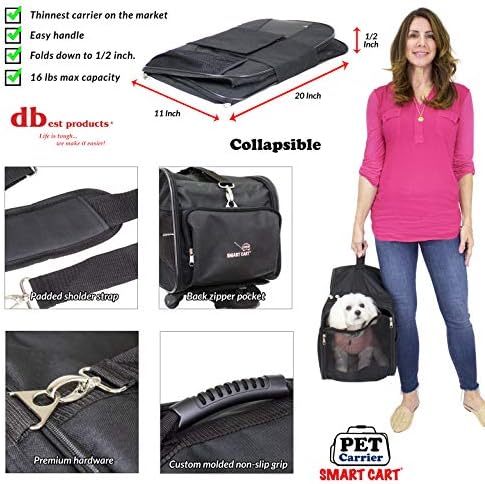 dbest products Pet Smart Cart Carrier, Medium, Black, Soft Sided Collapsible Folding Travel Bag, Dog Cat Airline Approved Tote Luggage Backpack - Image 3
