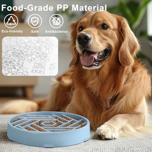 TOBYTO Slow Feeder Dog Bowls Large Medium Breed,Anti-Choking Slow Eating Dog Food Bowl,Non Slip Pet Slower Food Feeding Bowls Large Puzzle Slow Feeder Bloat Stop Maze Dog Dishes,Mist Blue - Image 2