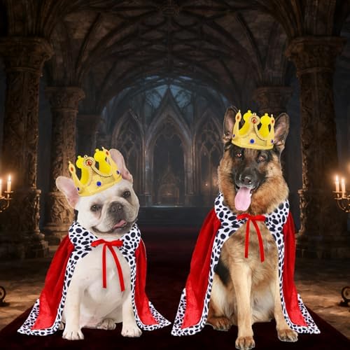 GOYOSWA Dog King Costume, Dog Halloween Costumes King Cloak and Crown Set Funny King Prince Costume for Small Medium Large Dogs (Medium) - Image 5