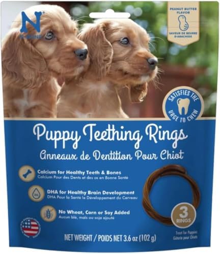 N-Bone Puppy Teething Rings, Peanunt Butter Flavor, Natural Puppy Teething Chews & Chew Treats, Helps Soothe Teething Gums, Calcium Enriched, 3 Rings by N-Bone