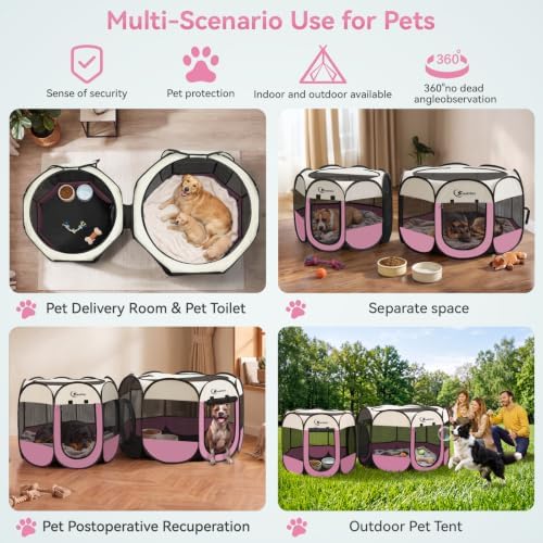 Dog Cat Playpen 2-in-1 Indoor Outdoor for Puppy Pet Recovery After Surgery - Image 3