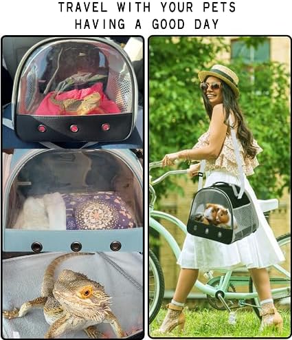 Rabbit Travel Carrier,Lizards Carrier, Small Animal Travel Bag for Bunny Sugar Glider Hedgehog Rat Parrot Bird Guinea Pig, Portable Guinea Pig Travel Cage for 2 - Image 6