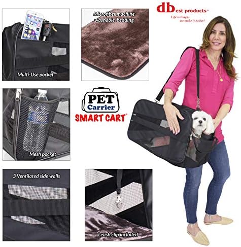 dbest products Pet Smart Cart Carrier, Large, Black, Soft Sided Collapsible Folding Travel Bag, Dog Cat Airline Approved Tote Luggage Backpack - Image 5