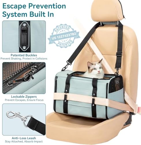 PETSFIT Large Cat Carrier with Patented Safety Buckles,Big Cats Up to 20 lb - Image 3