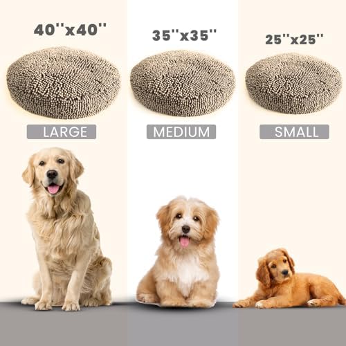 Muddy Mat® Cloud K-9 Bed for Dogs & Cats, Soft & Relaxing Donut Dog Bed, Chenille Material, Removable Cover, Washable & Dryer Safe–Beige Large(40'x40') - Image 3