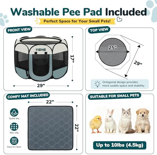 Dog Cat Small Animal Puppy Playpen Crate with Pee Pad, Small - Image 2