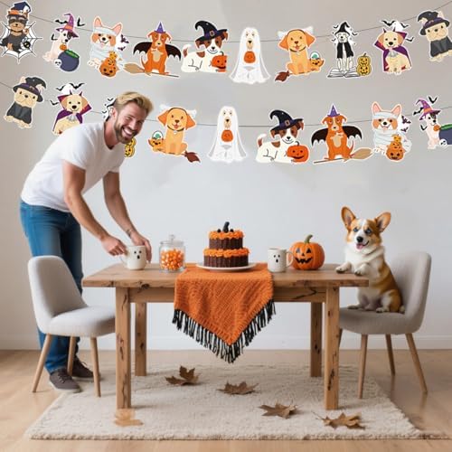 Halloween Ghost and Dog Party Banner, Indoor Decorations for Home and Classroom, Puppy Design - Image 7