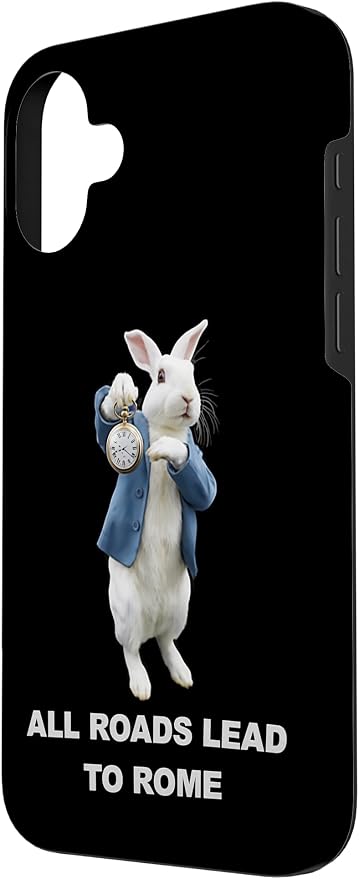 Funny AI Rabbit Meme Tshirt - All Roads Lead to Rome Humor Case for iPhone 16 Plus - Image 2