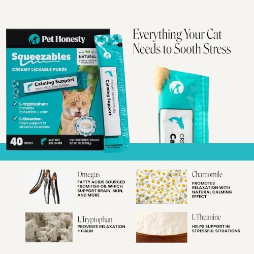 Pet Honesty Vet Backed Cat Calming Supplement Puree, Salmon, 40 Ct - Image 3