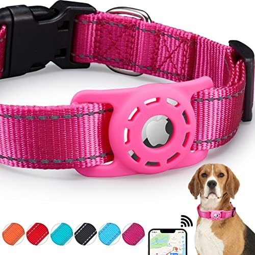 Reflective Dog Collar, Compatible with AirTag, Nylon Pet Cat Puppy Collar for Small, Medium, Large, and Extra Large Dogs by Animire