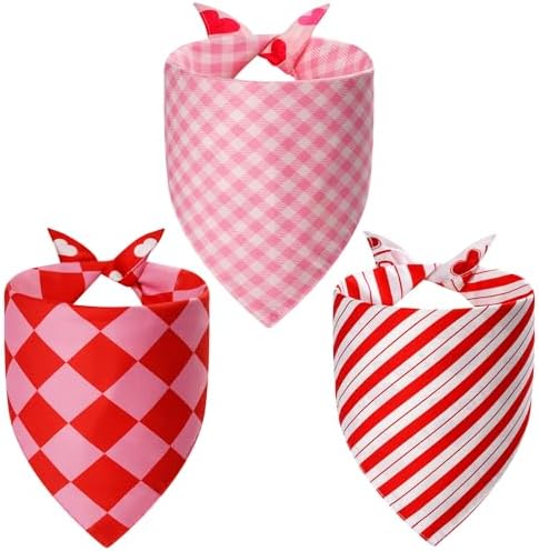 Valentines Dog Bandanas Large 3PCS, 6 Pattern Scarf for Boy Girl - Image 2