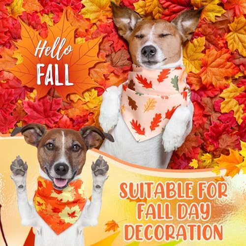 Weewooday 50 Pcs Fall Thanksgiving Dog Bandanas Bulk,Large Pets Charm - Image 2