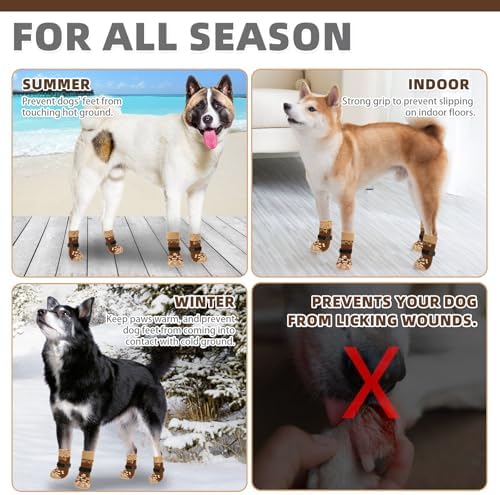 KOOLTAIL Dog Socks Shoes for Hot Pavement to Prevent Licking Paws, Winter Dog Boots & Paw Protector for Hardwood Floors Anti Slip,Traction Control Grip Booties for Small Medium Large Senior Dogs, SM - Image 6