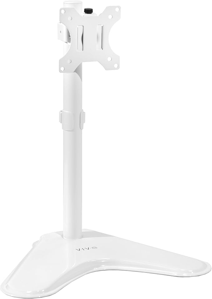 VIVO Single Monitor Desk Stand, Holds Screens up to 32 inch Regular and 38 inch Ultrawide, Freestanding VESA Steel Mount Base, Adjustable Height, Tilt, Swivel, Rotation, White, STAND-V001HW by Unknown