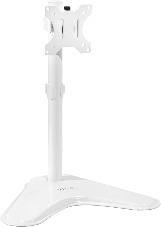VIVO Single Monitor Desk Stand, Holds Screens up to 32 inch Regular and 38 inch Ultrawide, Freestanding VESA Steel Mount Base, Adjustable Height, Tilt, Swivel, Rotation, White, STAND-V001HW by Unknown
