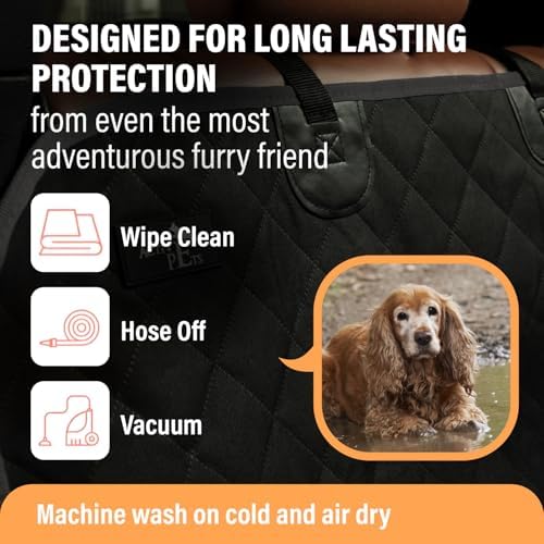 Active Pets Black Standard Dog Car Hammock Back Seat Cover, Waterproof Backseat Cover Protector for Truck Bench Rear of Sedans or SUVs, Essential Pet Supplies Vacuum or Wipe Clean, Machine Washable - Image 6