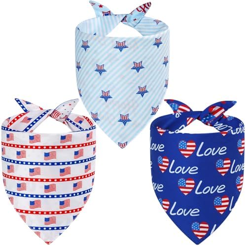 4th of July Dog Bandanas Large 3PCS, 6 Pattern Scarf for Boy Girl - Image 2